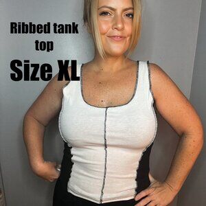 Junior XL Ribbed Black & White Tank Top